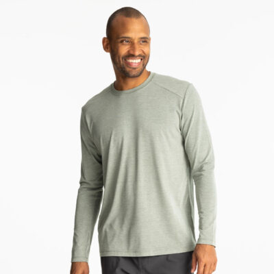 Men’s Bamboo Shade Long Sleeve – Heather Agave Green