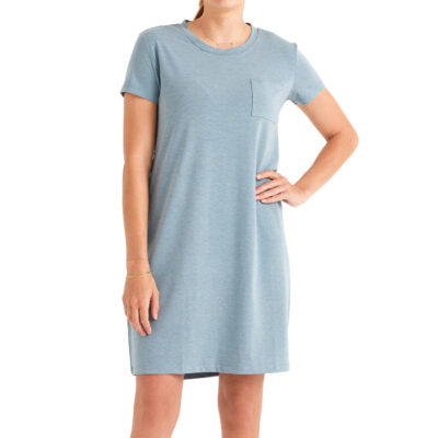 Women’s Bamboo Flex Pocket Dress – Heather Coastal Sage