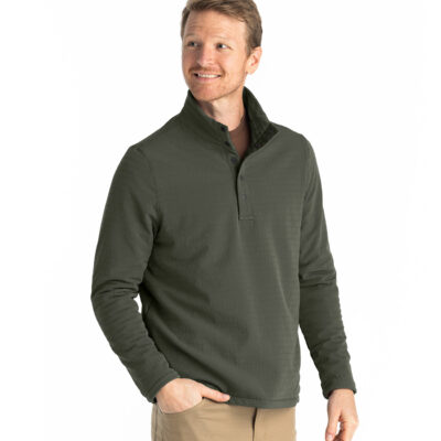 Men’s Gridback Fleece Snap Pullover – Dark Olive