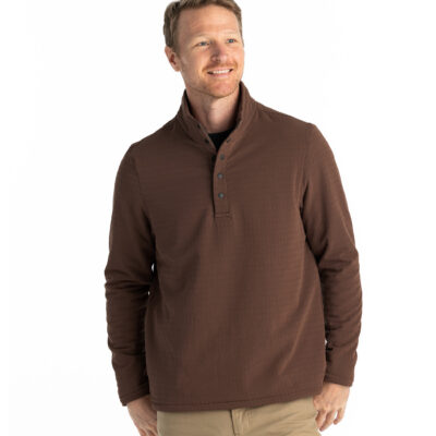 Men’s Gridback Fleece Snap Pullover – Mustang