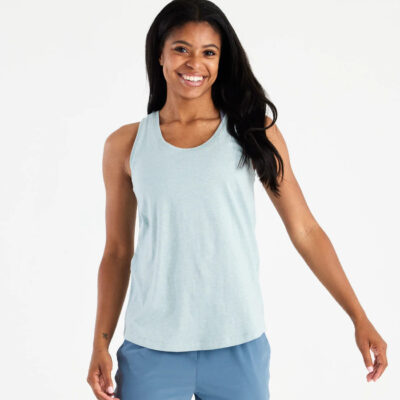 Women’s Bamboo Heritage Tank – Heather Ocean Mist