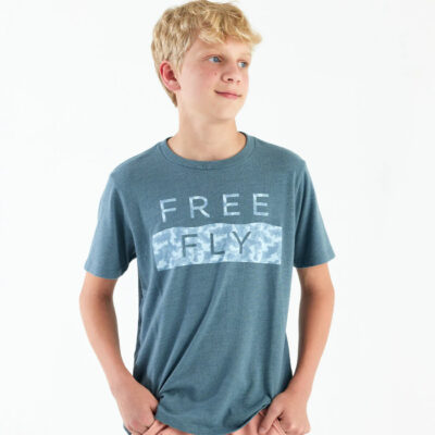 Youth Wave Camo Tee – Heather Slate Blue