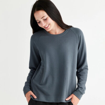 Women’s Bamboo Lightweight Fleece Crewneck Pullover – Graphite