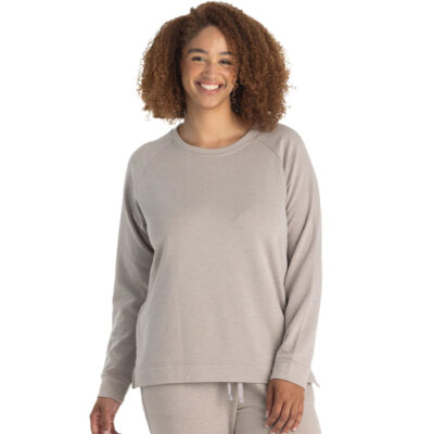 Women’s Bamboo Lightweight Fleece Crewneck Pullover – Heather Stone