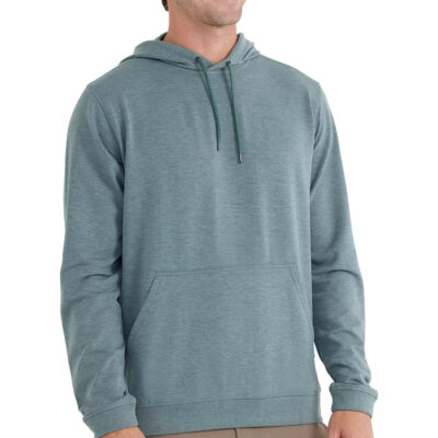 Men’s Bamboo Lightweight Fleece Pullover Hoodie – Heather Juniper