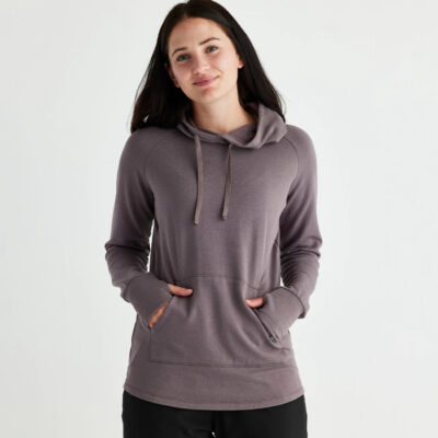 Women’s Bamboo Lightweight Fleece Pullover Hoodie – Purple Peak