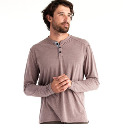 Men’s Bamboo Flex Henley – Heather Mustang