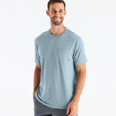 Men’s Bamboo Flex Pocket Tee – Heather Tide