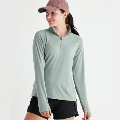 Women’s Bamboo Flex Quarter Zip – Dark Sage