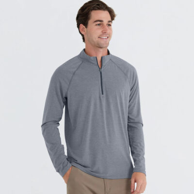 Men’s Bamboo Flex Quarter Zip – Heather Blue Dusk