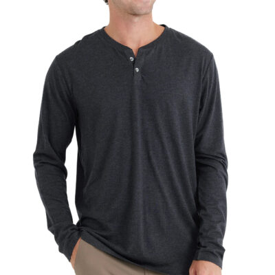 Men’s Bamboo Heritage Henley – Heather Black