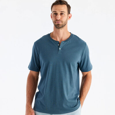 Men’s Bamboo Heritage Short Sleeve Henley – Slate Blue