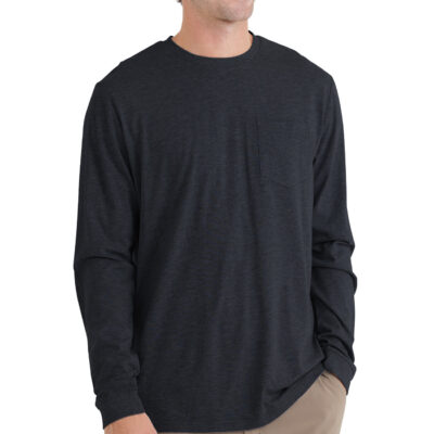 Men’s Bamboo Heritage Pocket Long Sleeve – Heather Black