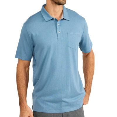 Men’s Bamboo Heritage Polo – Blue Fog