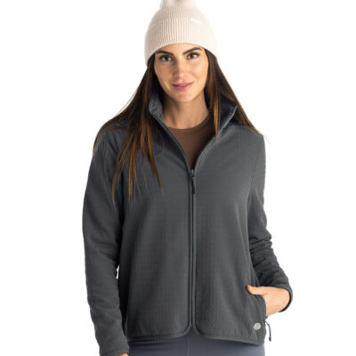 Women’s Gridback Fleece Jacket – Black Sand