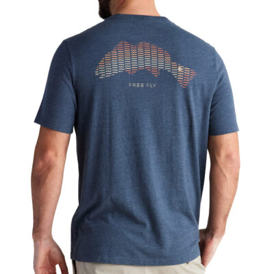 Redfish Wave Tee – Heather Blue Dusk