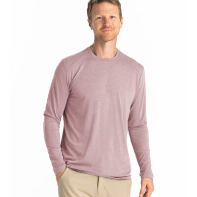 Men’s Bamboo Shade Long Sleeve – Heather Adobe Red