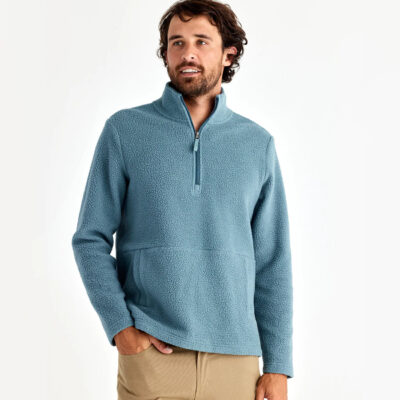 Men’s Bamboo Sherpa Fleece Quarter Zip – Stormy Sea