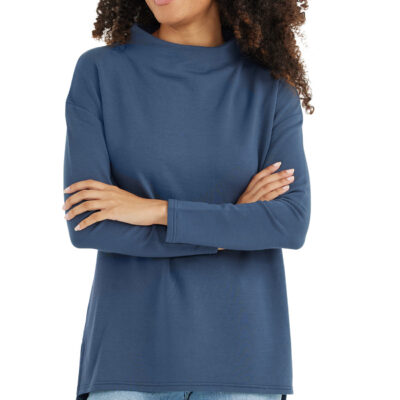 Women’s Bamboo Thermal Fleece Mockneck – True Navy